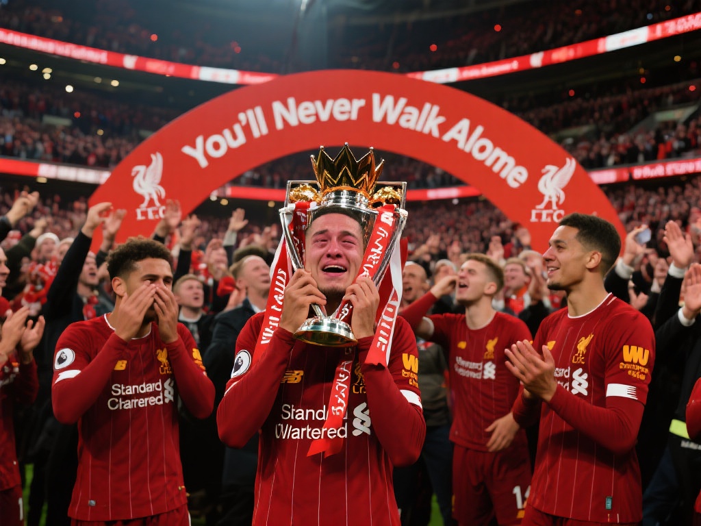 英超夺冠!6万人齐唱永不独行,利物浦众将泪洒赛场